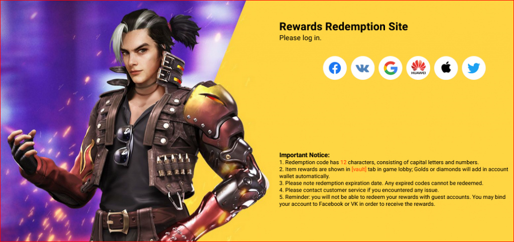 free fire redeem codes today